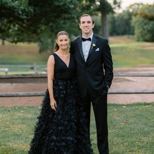 Marchesa Notte Floral-appliquéd Gown